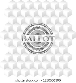 Ballot grey badge with geometric cube white background