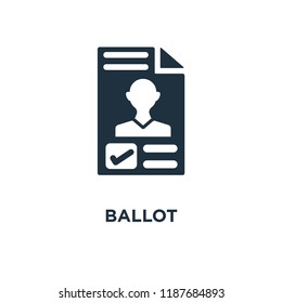 Ballot icon. Black filled vector illustration. Ballot symbol on white background. Can be used in web and mobile.