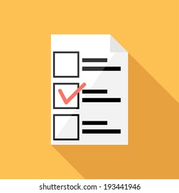 Ballot icon. Flat design style modern vector illustration. Isolated on stylish color background. Flat long shadow icon. Elements in flat design.