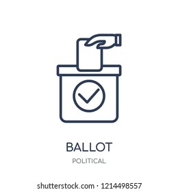 Ballot icon. Ballot linear symbol design from Political collection. Simple outline element vector illustration on white background.
