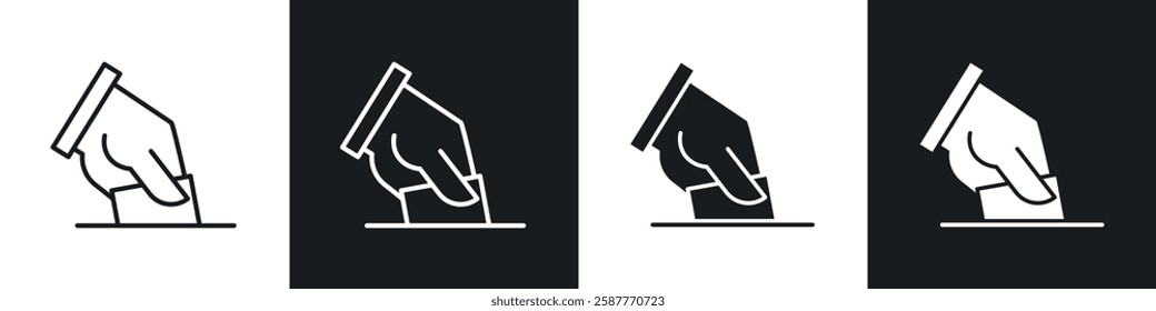 Ballot icon set black and white colors. Graphic Vector icons pack
