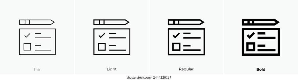 ballot icon. Thin, Light Regular And Bold style design isolated on white background