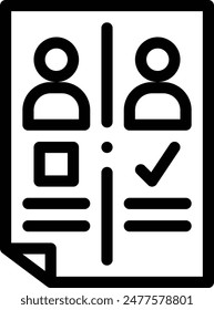 Stimmzettel-Symbol. Dünnes lineares Design isoliert auf weißem Hintergrund