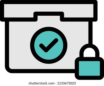 ballot icon used in election for voting.box with lock to safe the polling of peoples.color line icon