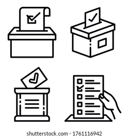 Juego de iconos de la boleta de votación. Conjunto de esquemas de iconos vectoriales para el diseño web aislado en fondo blanco
