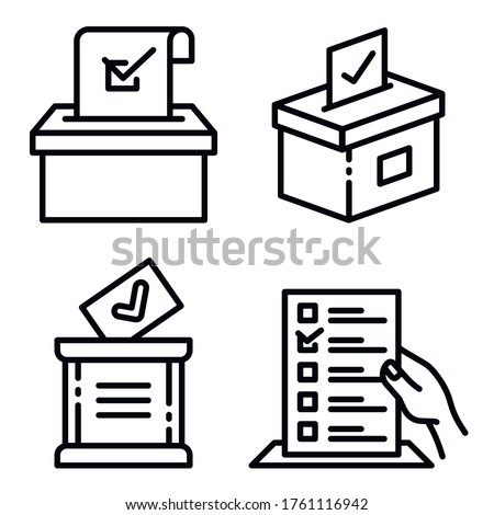 Ballot icons set. Outline set of ballot vector icons for web design isolated on white background