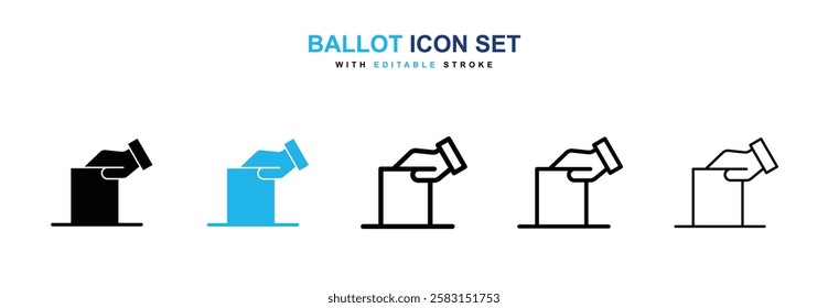 Ballot icons vector collection in black and blue colors on white background