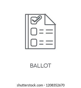 Ballot linear icon. Ballot concept stroke symbol design. Thin graphic elements vector illustration, outline pattern on a white background, eps 10.
