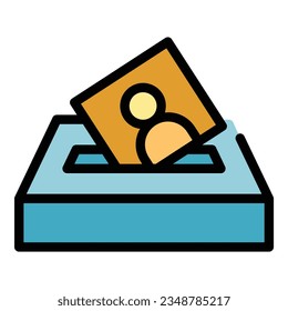 Ballot page icon outline vector. Online vote. Mobile election color flat