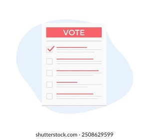 Ballot paper with five check boxes, vector eps10 illustration
