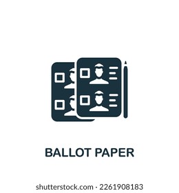 Icono de cédula de votación. Cartel monocromo simple de la colección electoral. Icono de cédula de votación para logotipo, plantillas, diseño web e infografías.