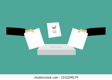 ballot paper thrown in the ballot box, election, politics vector illustration
