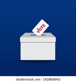 Ballot paper and voting box. Flat vector illustration