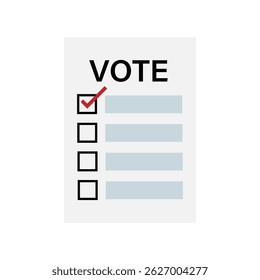 Ballot Paper or Voting Paper. Election Concept. Vector Illustration.