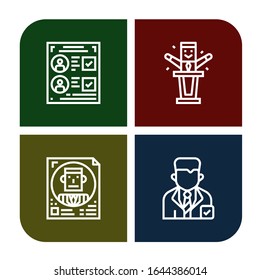 juego de iconos simples de boletas de votación. Contiene iconos como Voting, Politician, puede ser usado para web, móvil y logo