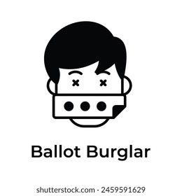 Ballot thief, ballot burglar icon design ready to use vector