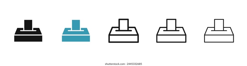 Ballot Vector Icon Set. Democracy Election Vote Box Line Icon. Voter Hand Icon for UI designs.