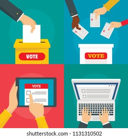 Ballot voting box vote polling banner concept set. Flat illustration of 4 ballot voting box vote polling vector banner horizontal concepts for web