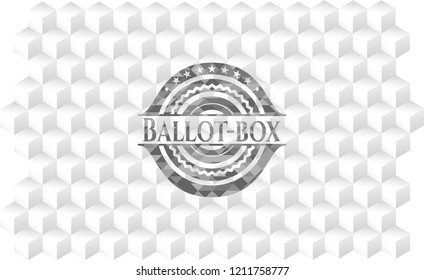 Ballot-box grey badge with geometric cube white background