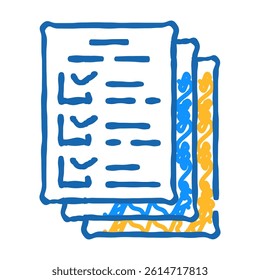 ballots paper lists doodle icon sketch vector. ballots paper lists sign. isolated symbol illustration