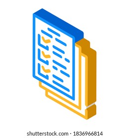 ballots paper lists isometric icon vector. ballots paper lists sign. isolated symbol illustration