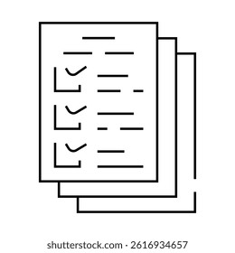 ballots paper lists line icon vector. ballots paper lists sign. isolated contour symbol black illustration
