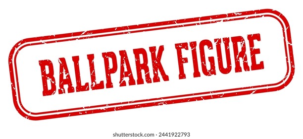 Ballpark Figur Stempel. Ballpark Figur rechteckige Stempel auf weißem Hintergrund isoliert