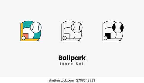 Ballpark icons set vector isolate white background