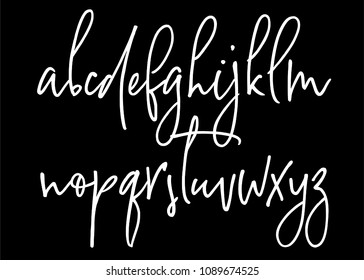 Ballpen handwritten vector alphabet. Modern calligraphy, lowercase letters. Vector illustration.