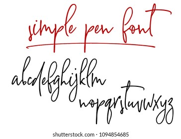 Ballpen handwritten vector alphabet. Modern calligraphy, lowercase letters. Vector illustration.