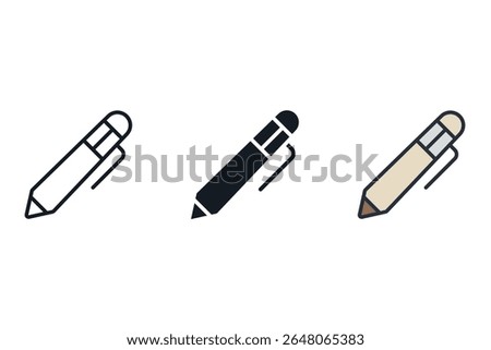 ballpen icons isolated on White Background. Flat style design
