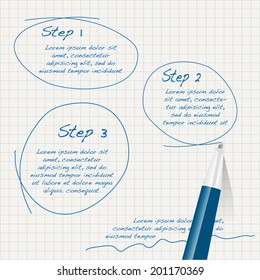 Ball-pen with speech bubbles. Vector Illustration.