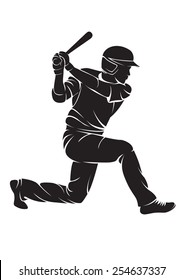Ballplayer. Vector silhouette, isolated on white