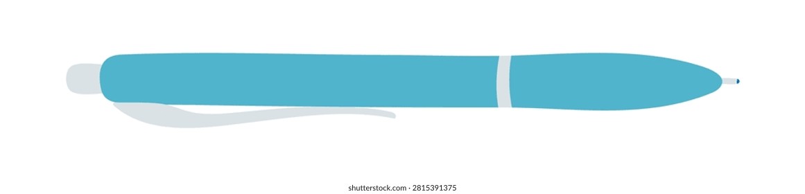 Ballpoint, biro pen illustration isolated. Back to school, school supplies, stationery design element, clip art. Art, creativity, writing, drawing tools, kids education concept. Hand drawn vector