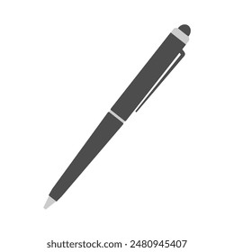 Ballpoint black pen on a white background. Vector illustration in flat style.	