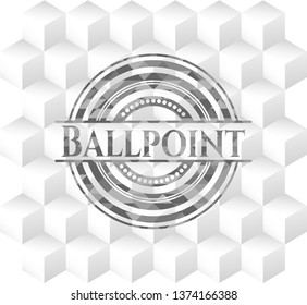 Ballpoint grey emblem with cube white background