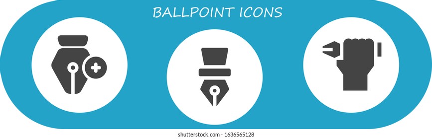 ballpoint icon set. 3 filled ballpoint icons.  Simple modern icons such as: Pen