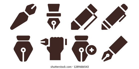  ballpoint icon set. 8 filled ballpoint icons. 