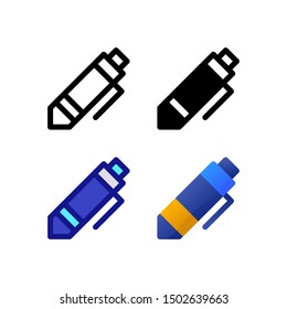 Ballpoint logo icon design in four style. Line, Solid, Flat Gradient and Color Line style