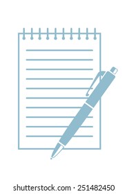 Ballpoint with notepad on white background