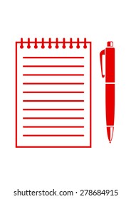 Ballpoint with notepad on white background