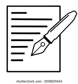 Ballpoint and paper icon vector