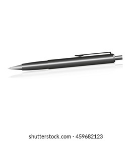 Ballpoint pen black isolated. Vector illustration.