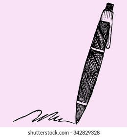 ballpoint pen, doodle style, sketch illustration, hand drawn, vector