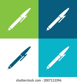 Ballpoint Pen Flat four color minimal icon set