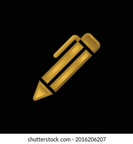Ballpoint Pen gold plated metalic icon or logo vector