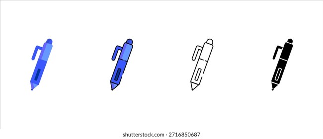Conjunto de iconos de bolígrafo para escuela y oficina