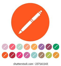 The ballpoint pen icon. Pen symbol. Flat. Vector illustration. Set