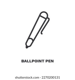 ballpoint pen icon. Thin line ballpoint pen, pen icon from education collection. Outline vector isolated on white background. Editable ballpoint pen symbol can be used web and mobile