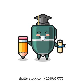 ballpoint pen illustration cartoon is graduation with a giant pencil , cute design